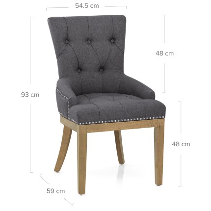 Knightsbridge Oak Chair Charcoal Fabric Dimensions