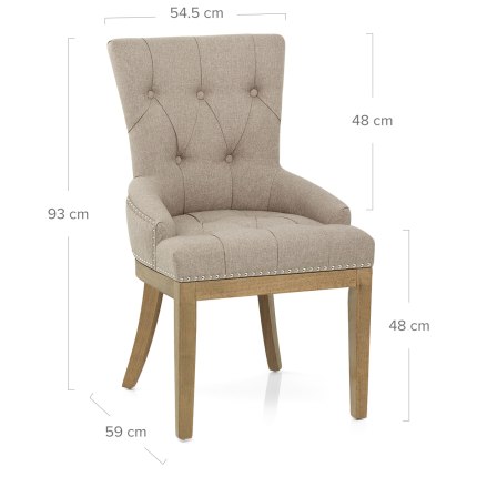 Knightsbridge Oak Chair Tweed Fabric Dimensions
