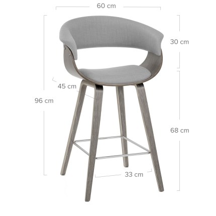 Alexis Wooden Stool Grey Fabric Dimensions
