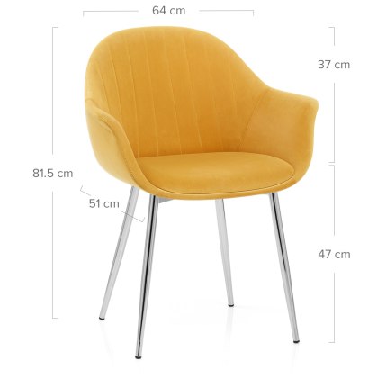 Flare Dining Chair Mustard Velvet Dimensions