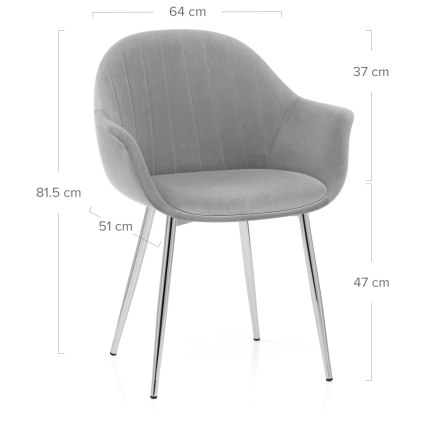 Flare Dining Chair Grey Velvet Dimensions