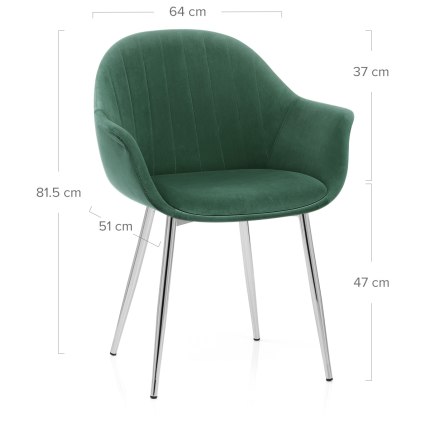 Flare Dining Chair Green Velvet Dimensions