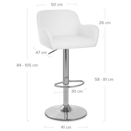 Berlin Brushed Bar Stool White Dimensions
