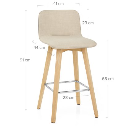 Tide Wooden Stool Beige Fabric Dimensions