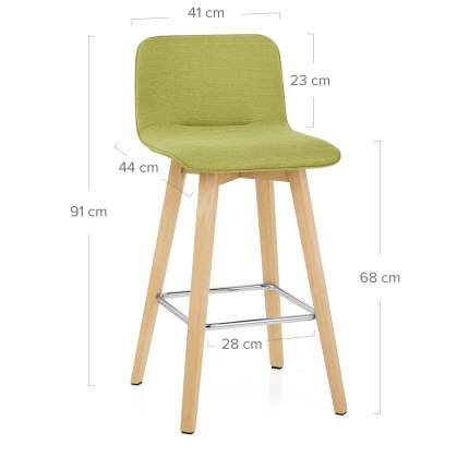Tide Wooden Stool Green Fabric Dimensions