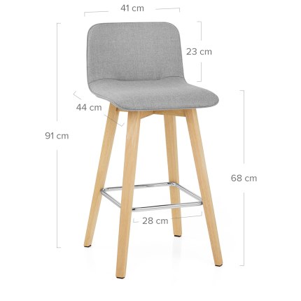 Tide Wooden Stool Grey Fabric Dimensions