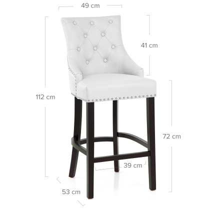 Ascot Bar Stool White Leather, Leather High Back Bar Stools