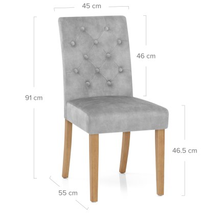 Banbury Oak Dining Chair Grey Velvet Dimensions