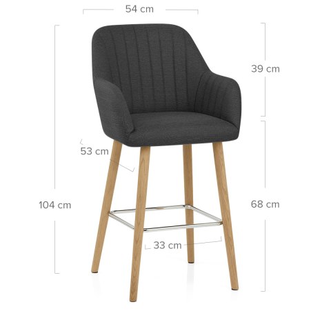 Rio Wooden Stool Charcoal Fabric