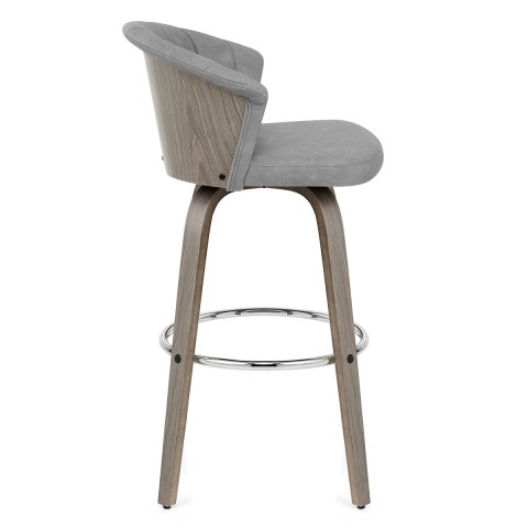 Concerto Wooden Stool Antique Grey Leather