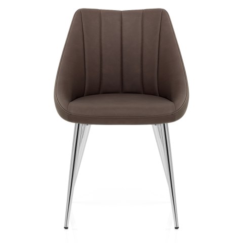 Tempo Dining Chair Brown Atlantic, Brown Leather Chrome Dining Chairs