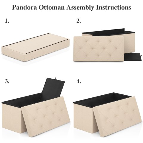 Pandora Foldable Ottoman Cream Fabric