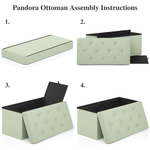 Pandora Foldable Ottoman Green Fabric