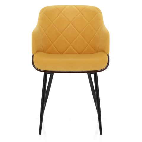 Dakota Dining Chair Mustard Velvet, Yellow Leather Dining Chairs