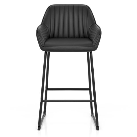 Kanto Real Leather Bar Stool Black, Black Leather Bar Stool Chairs