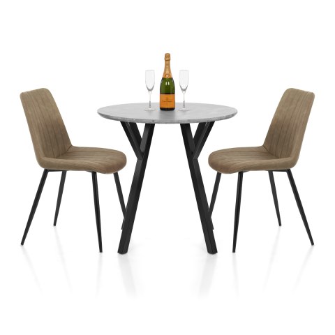 Wessex Dining Set Concrete & Brown