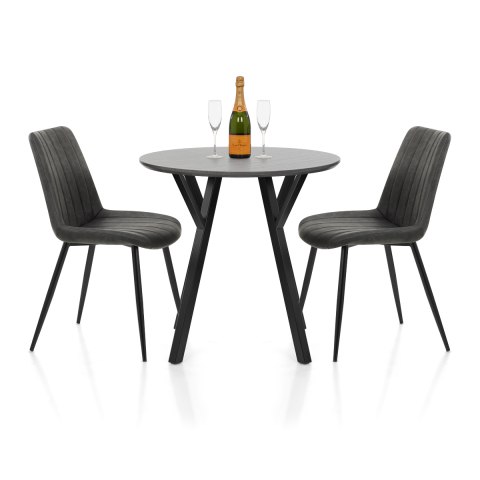 Wessex Dining Set Grey Wood & Charcoal