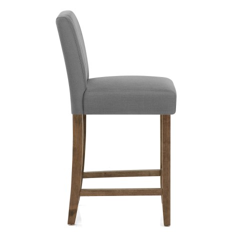 Chartwell Wooden Stool Grey Fabric