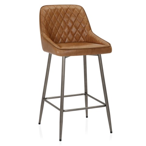 Brisbane Real Leather Stool Antique Brown