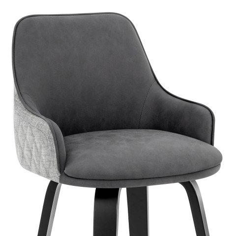 Piper Black Stool Grey Fabric & Leather