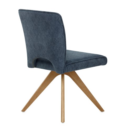 Dexter Wooden Dining Chair Blue Fabric