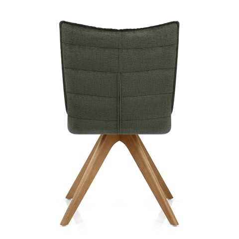 Forte Wooden Dining Chair Green Fabric