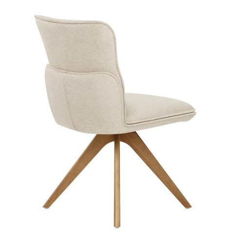 Cody Wooden Dining Chair Beige Fabric