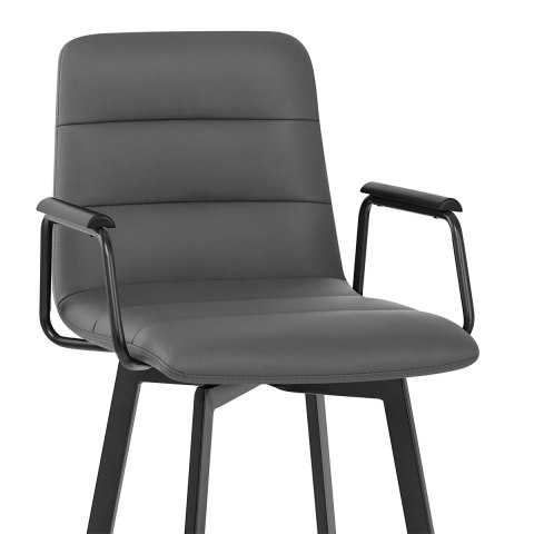 Marco Stool Black Arms & Grey Leather