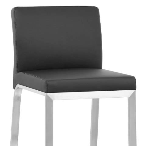 Leah Brushed Real Leather Stool Black