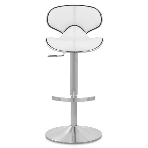 Deluxe Duo Leather Brushed Stool White, Sylvania Swivel Adjustable Height Bar Stool