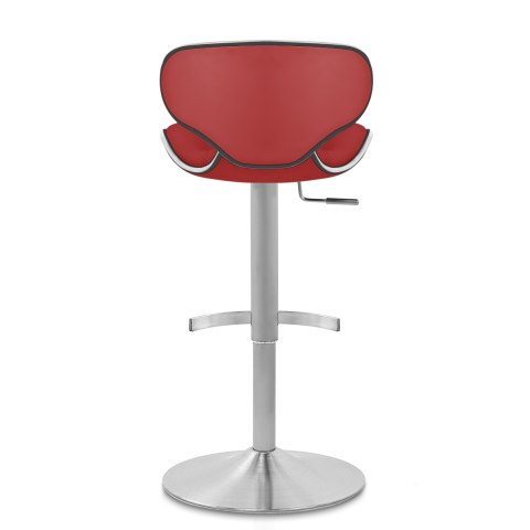 Deluxe Duo Leather Brushed Stool Red, Maroon Bar Stool