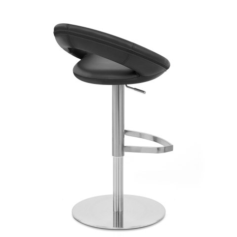 Real Leather Crescent Bar Stool Black