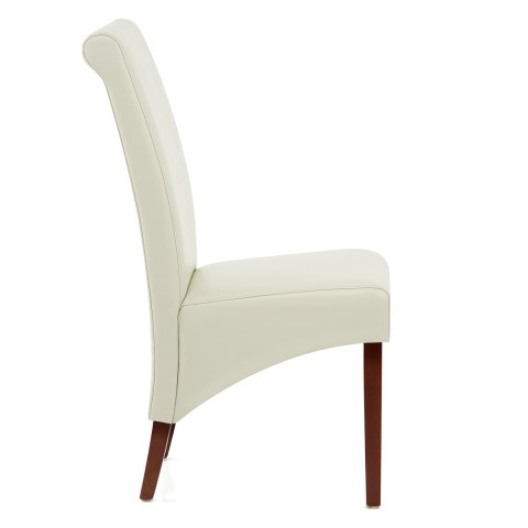 Carlo Walnut Chair Cream Leather, Cream Leather Kitchen Chairs