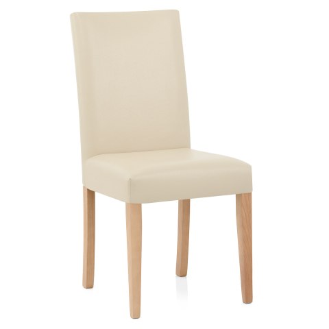Chicago Oak Dining Chair In Cream, Cream Leather Dining Chairs Ikea