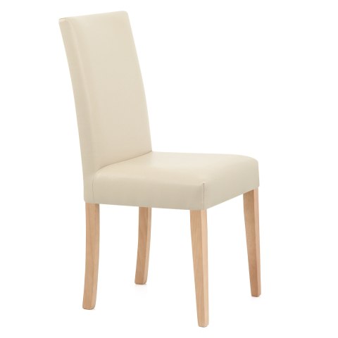 Chicago Oak Dining Chair In Cream, Cream Leather Parson Dining Chairs