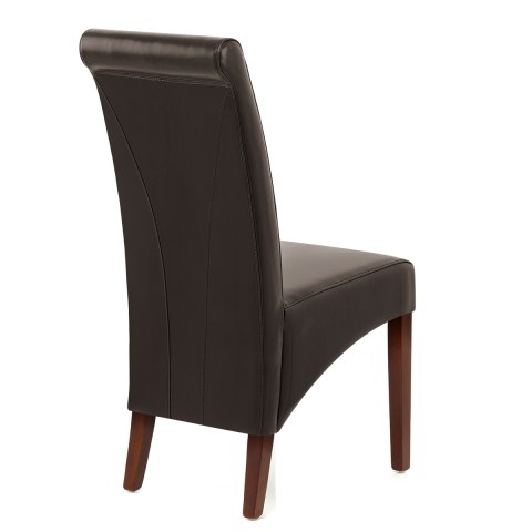 Carlo Walnut Chair Brown Leather