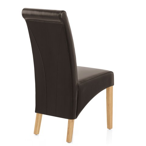 Carlo Oak Chair Brown Leather