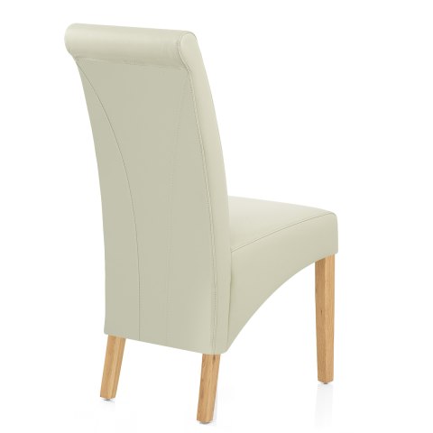 Carlo Oak Chair Cream Leather