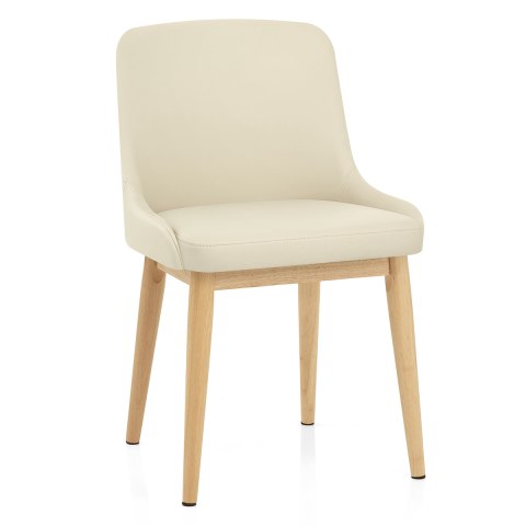 Jersey Chair Oak & Cream Faux Leather