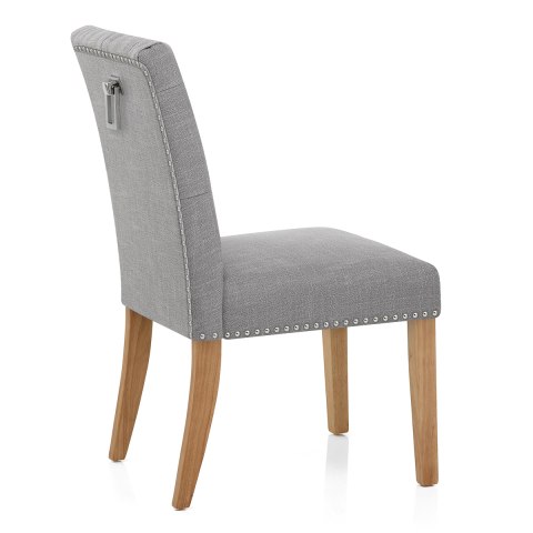Barrington Oak Dining Chair Grey Fabric, High Back Grey Fabric Dining Chairs