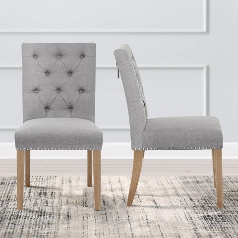 Barrington Oak Dining Chair Grey Fabric