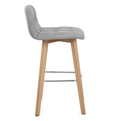 Hex Wooden Stool Grey Fabric