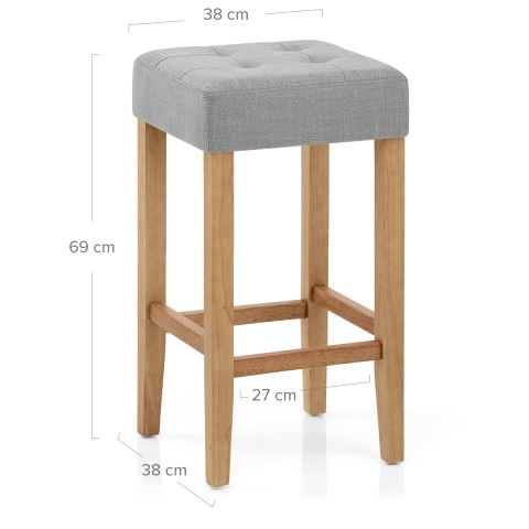 Oliver Oak Stool Grey Fabric Atlantic, How To Cover Square Bar Stools With Fabric