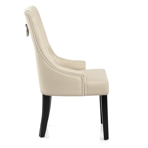 Ascot Dining Chair Cream Leather, Genuine Leather Dining Chairs