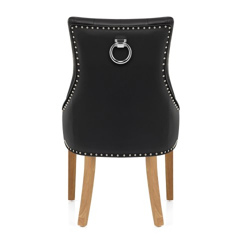 Ascot Oak Dining Chair Black Leather