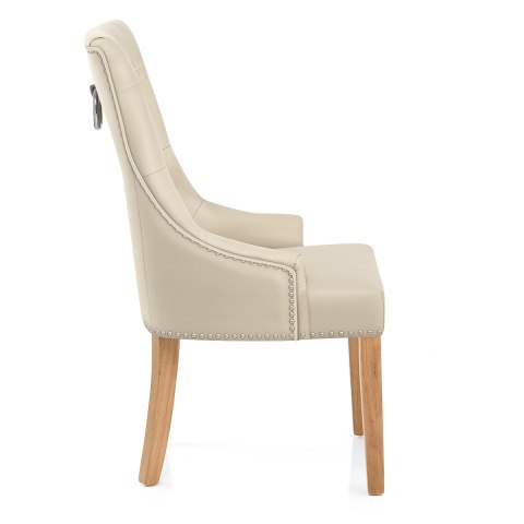 Ascot Oak Dining Chair Cream Leather, Solid Wooden Dining Chairs Uk
