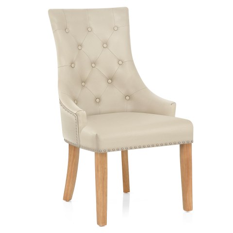Ascot Oak Dining Chair Cream Leather