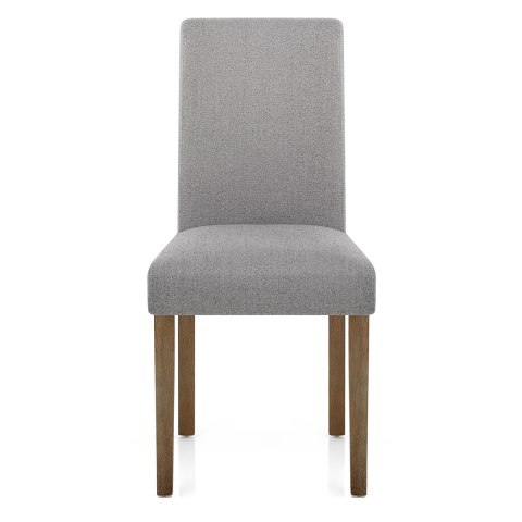 Chicago Oak Chair Grey Fabric