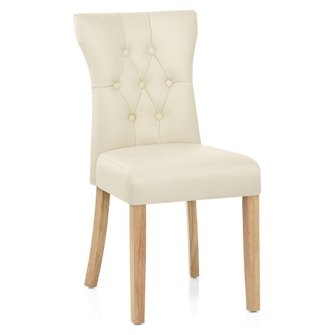 Bradbury Oak Dining Chair Cream, Cream Leather Dining Chairs