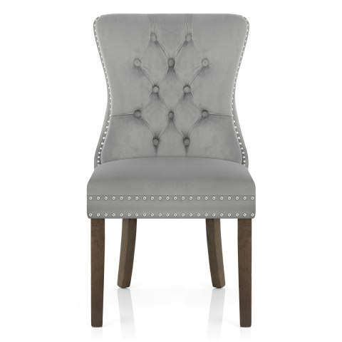 Kensington Dining Chair Grey Velvet, Grey Velvet Dining Chair Wooden Legs